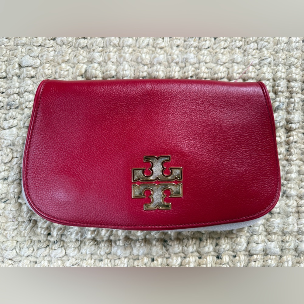 Tory Burch Cherry Red Leather Pouch